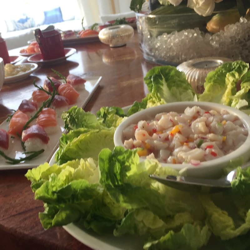 scallop crudo / assorted sushi 