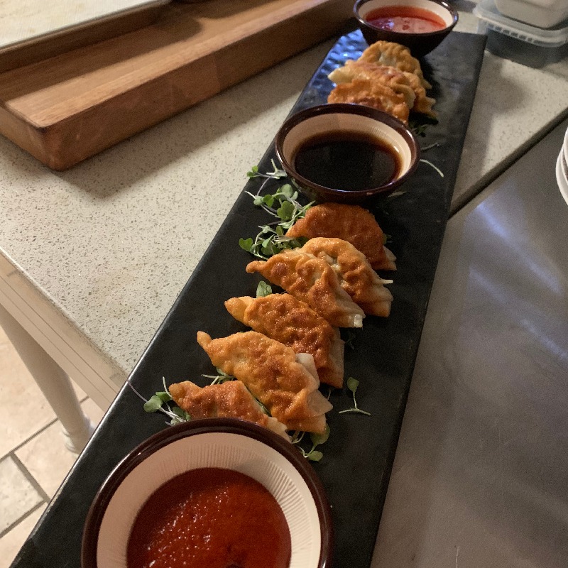 chicken potstickers / dipping sauces 