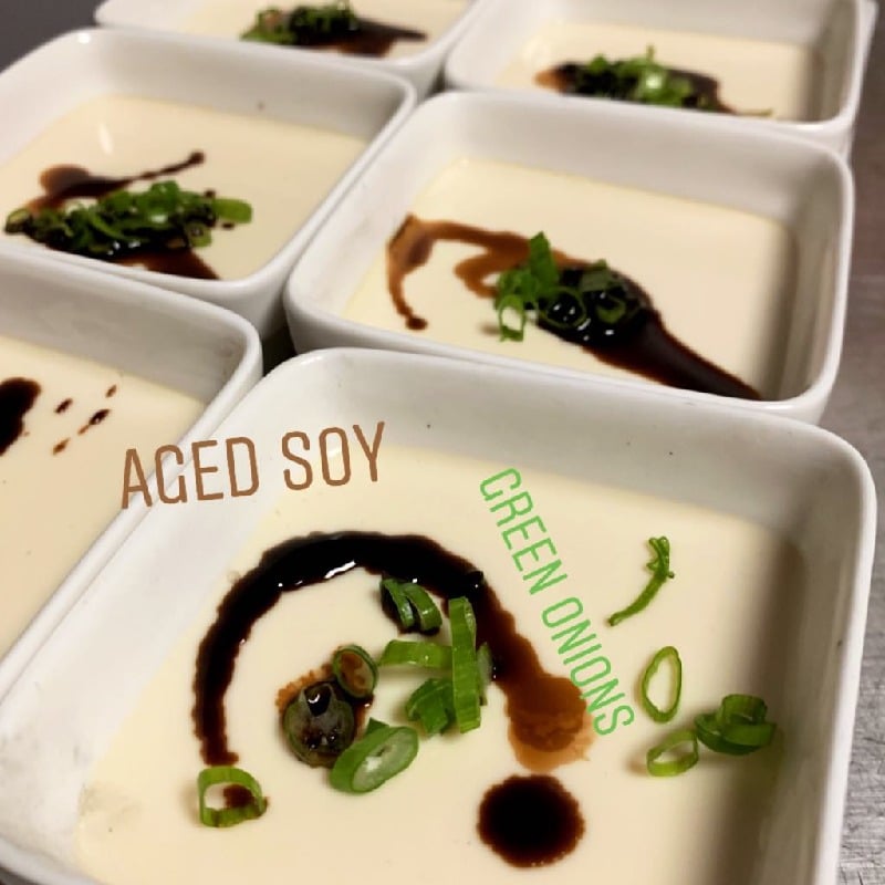 homemade tofu / barrel aged soy / green onions 