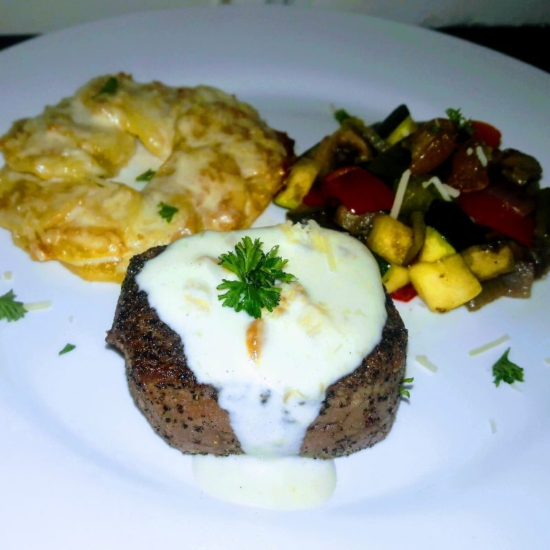 Beef Filet w Ratatouille & Potato Au Gratin