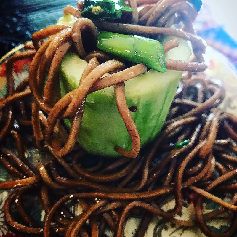Chilled Cucumber Cups with Soba Noodles 