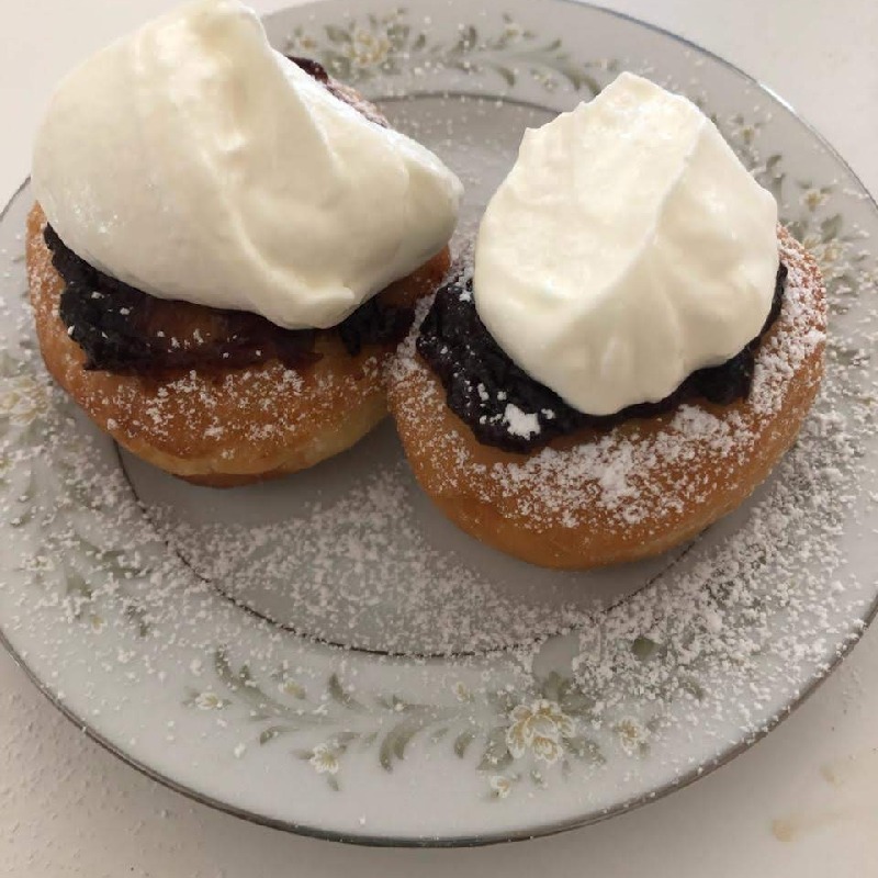 Fresh Doughnuts with Plumb Butter and Fresh Sour Cream
