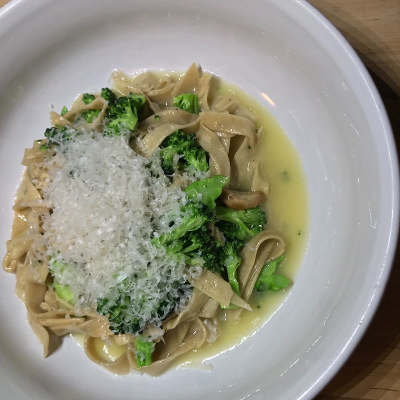 porcini fettuccine with roasted broccoli 