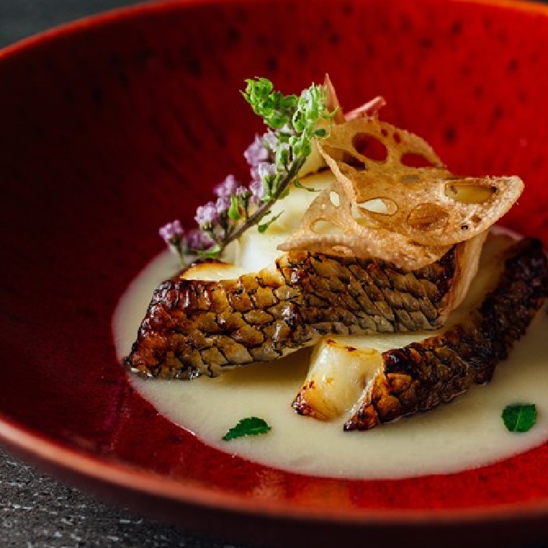 Sea Bass + Miso Champagne Yuzu + Lotus Root