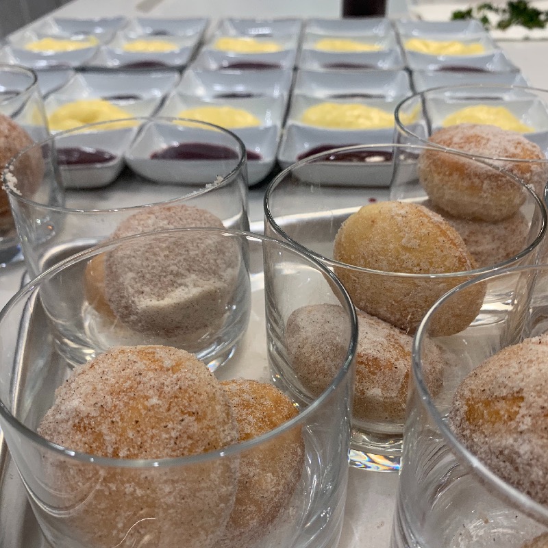 yeast doughnuts with 3 dipping sauces 