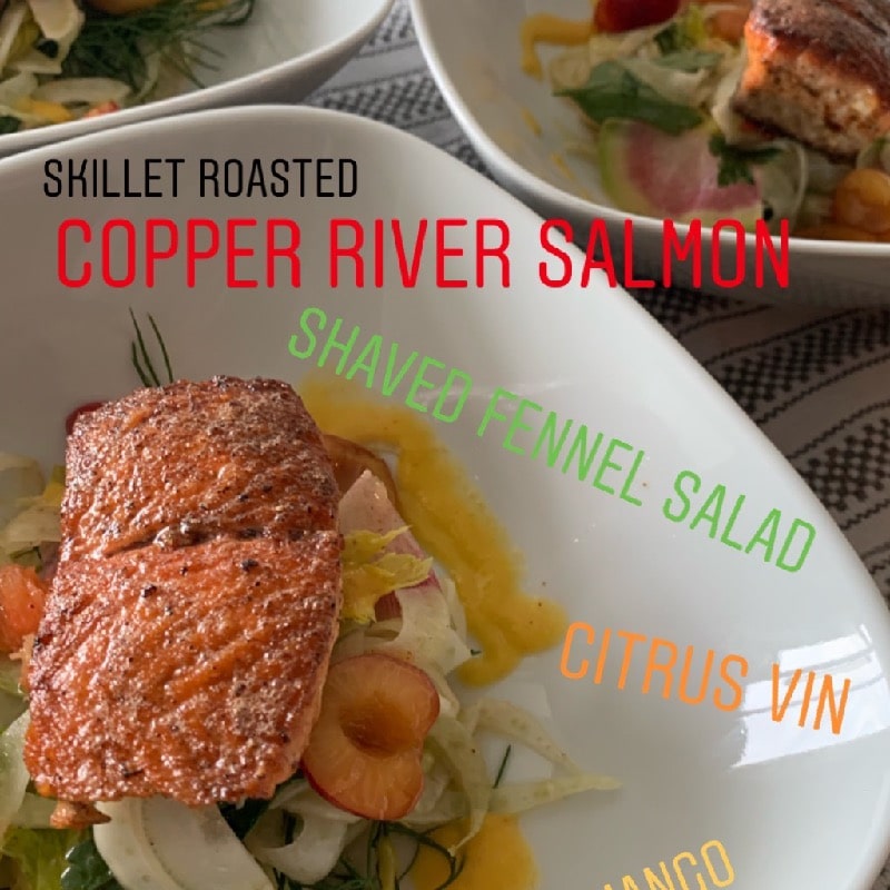 salmon with shaved fennel salad 