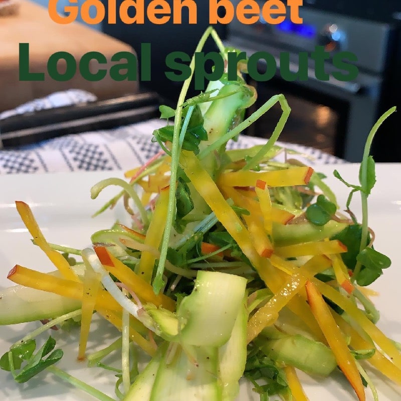 shaved asparagus and golden beet salad