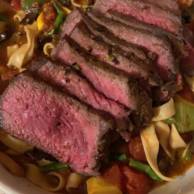 cast iron roasted NY strip 