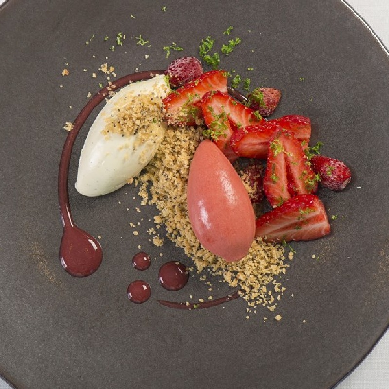 summer berries and sorbet