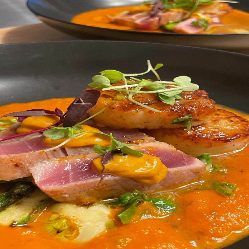 Seared tuna and day boat scallops 