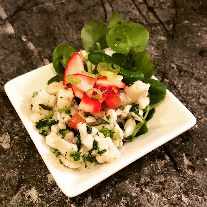 Fish crudo, radish salad
