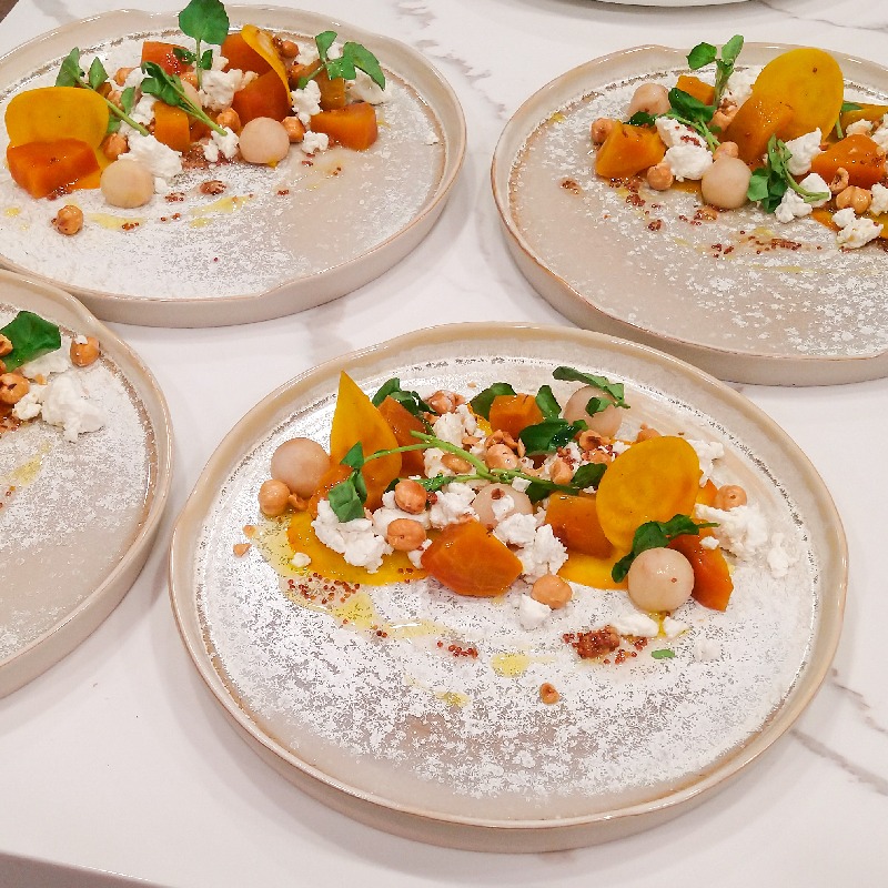 Golden Beets, Goat Cheese, Pickled Pear, Hazelnut