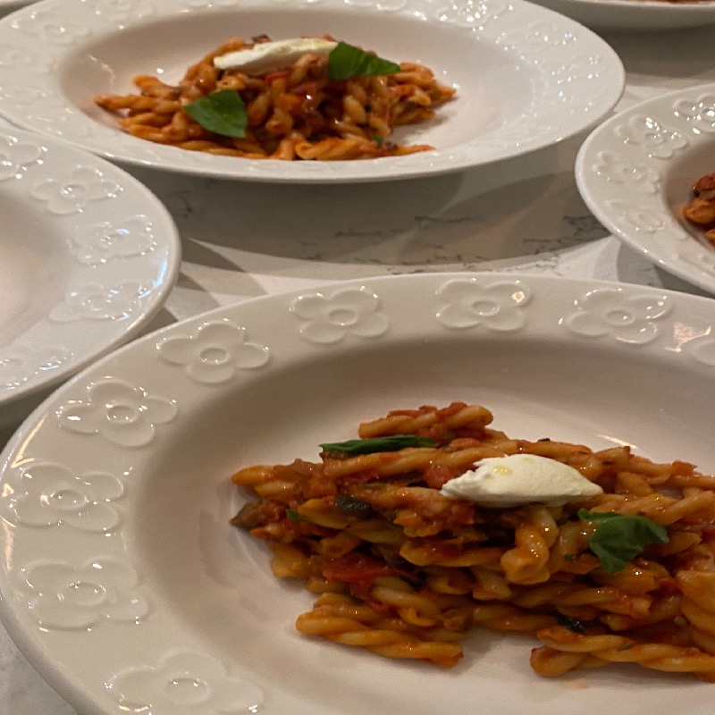 Eggplant Bolgnese w/ Gemilli Pasta