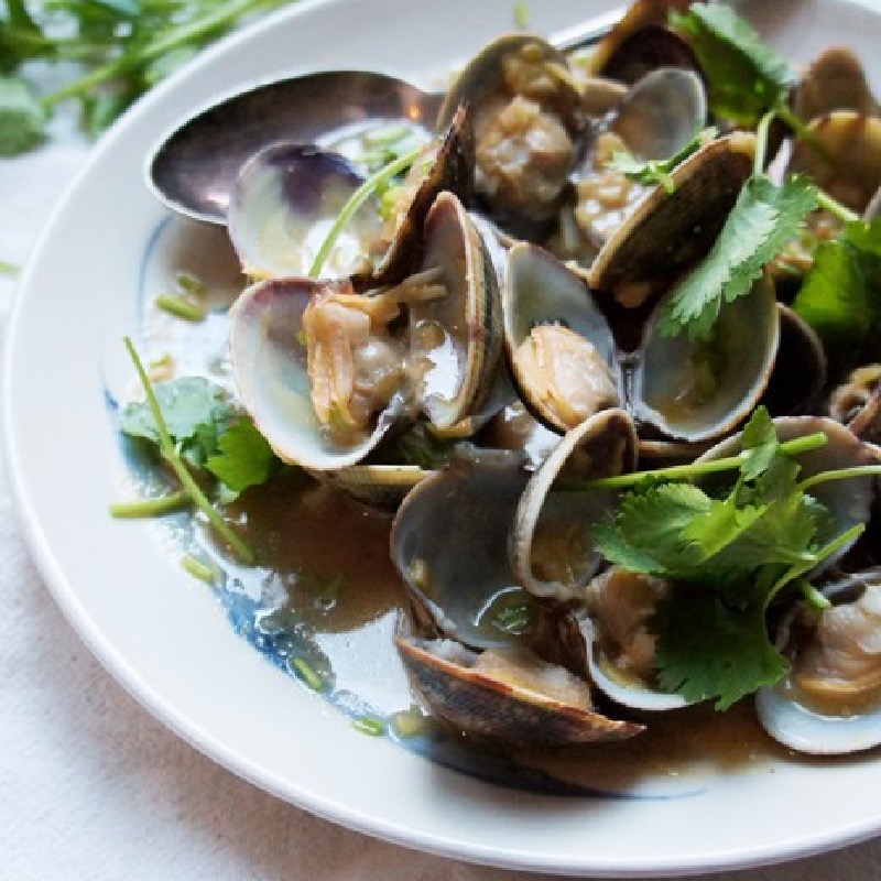 Steamed clams with miso and rice wine