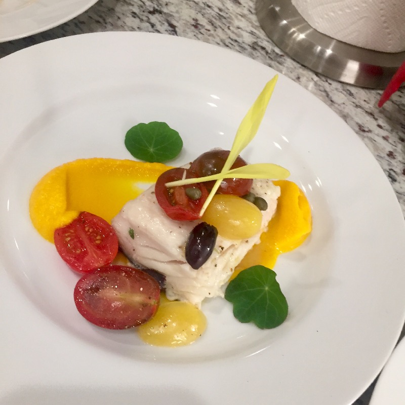 Halibut with squash cream