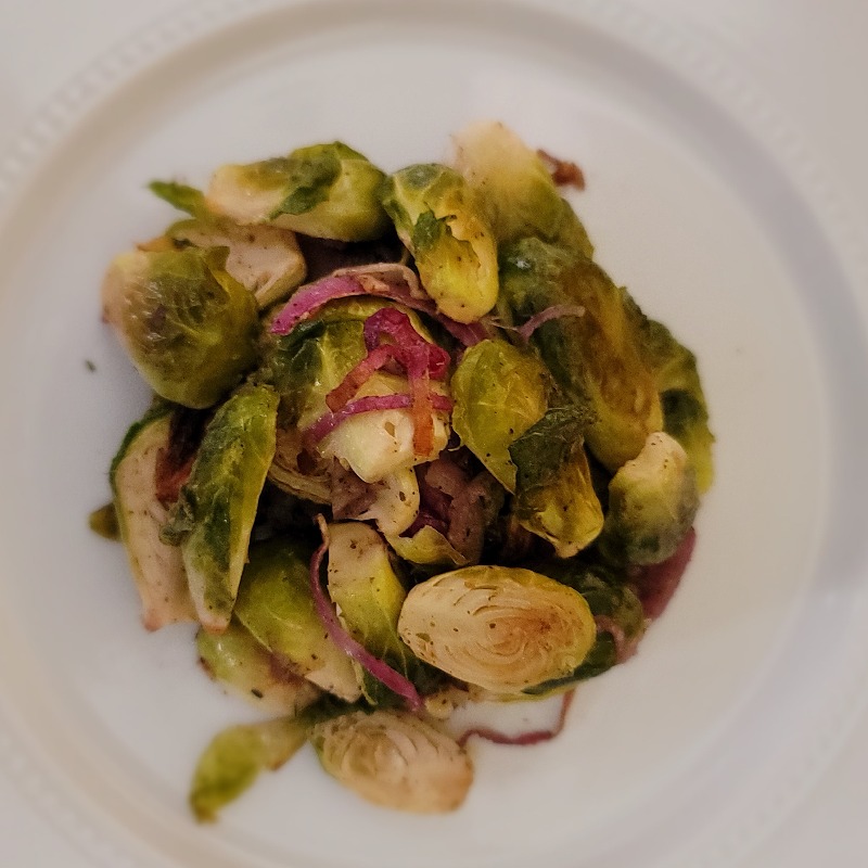Roasted Brussels Sprouts and Red Onions