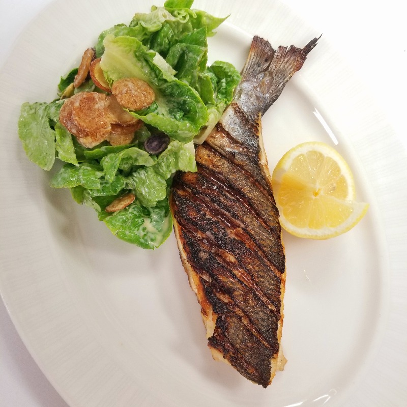 Branzino with Caesar Salad
