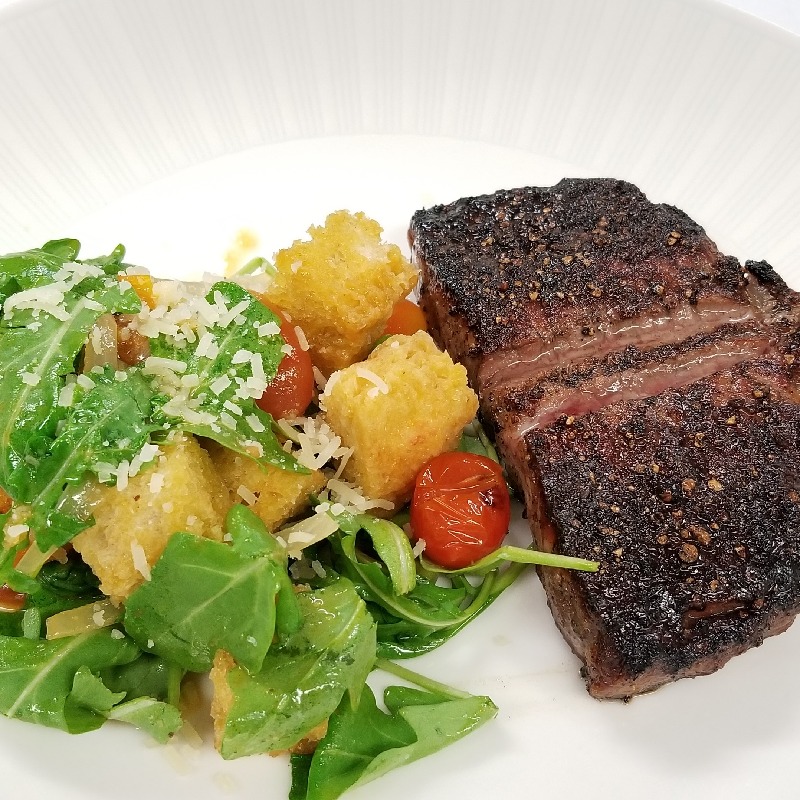 NY Strip with Panzanella Salad