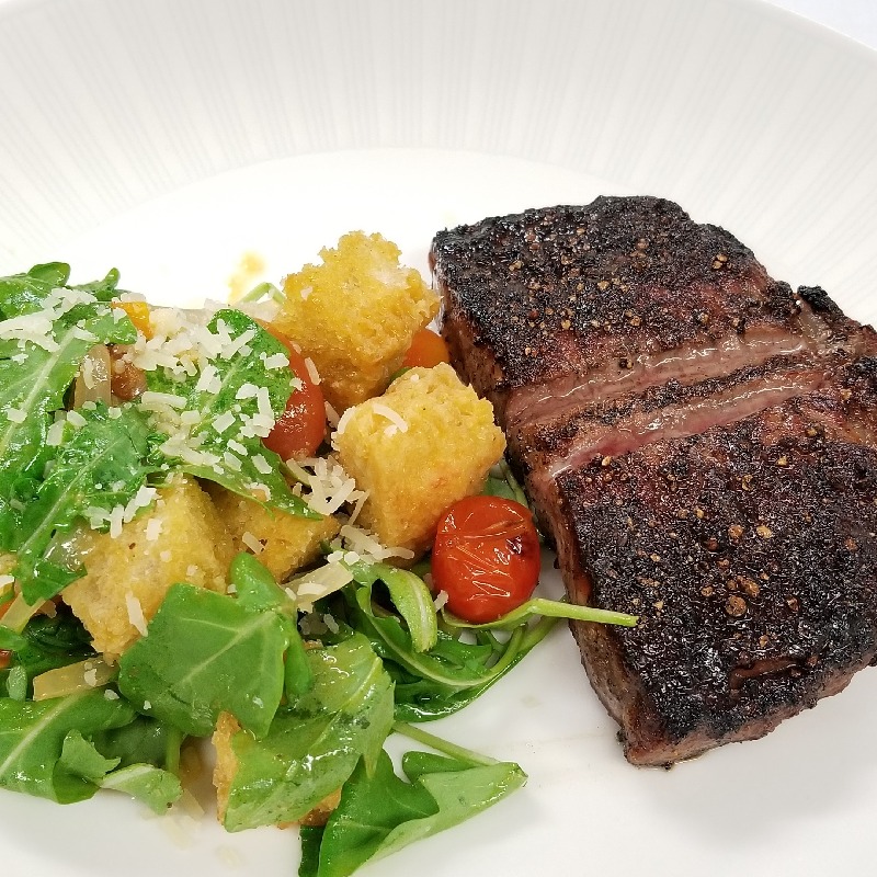Steak Au Poivre: Panzanella Salad