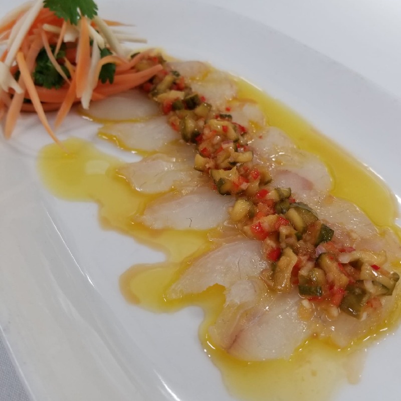 Hamachi Crudo with piccalilli