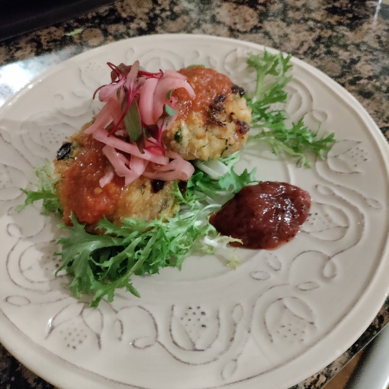 Fish Cake, Spicy Plum Jam