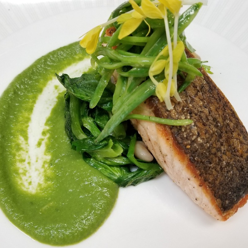 Salmon with Peas 3 Ways