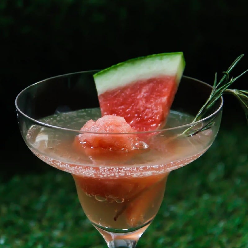 Watermelon, rosemary and Prosecco sorbet cocktail