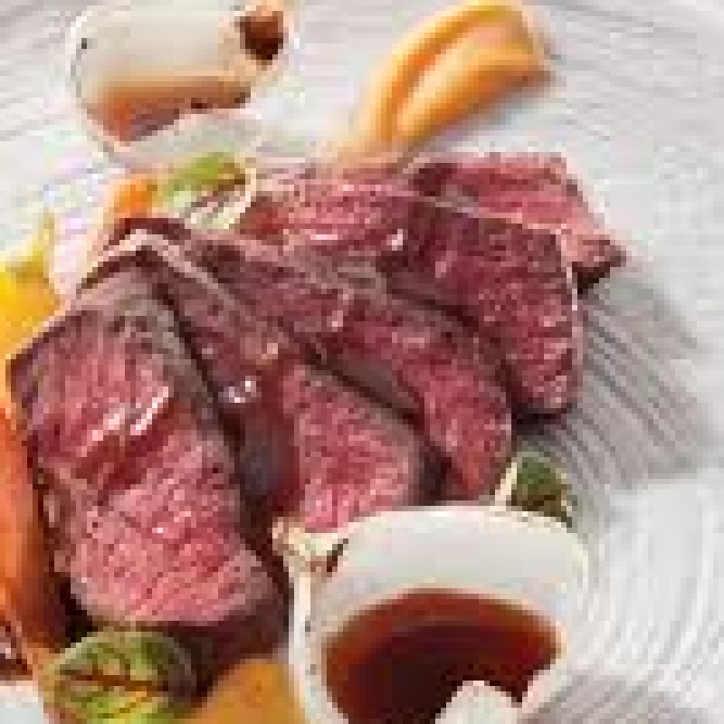 Kona coffee rubbed filet, date jus, carrot puree